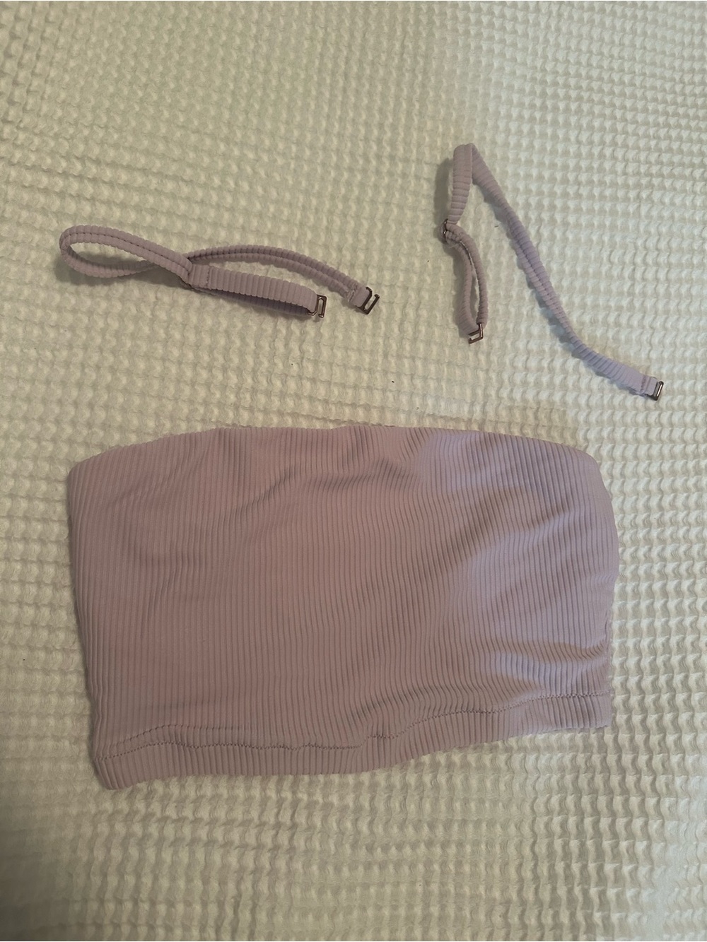 CALIA by Carrie Underwood Ribbed Bandeau Bikini Top in Light Lavender